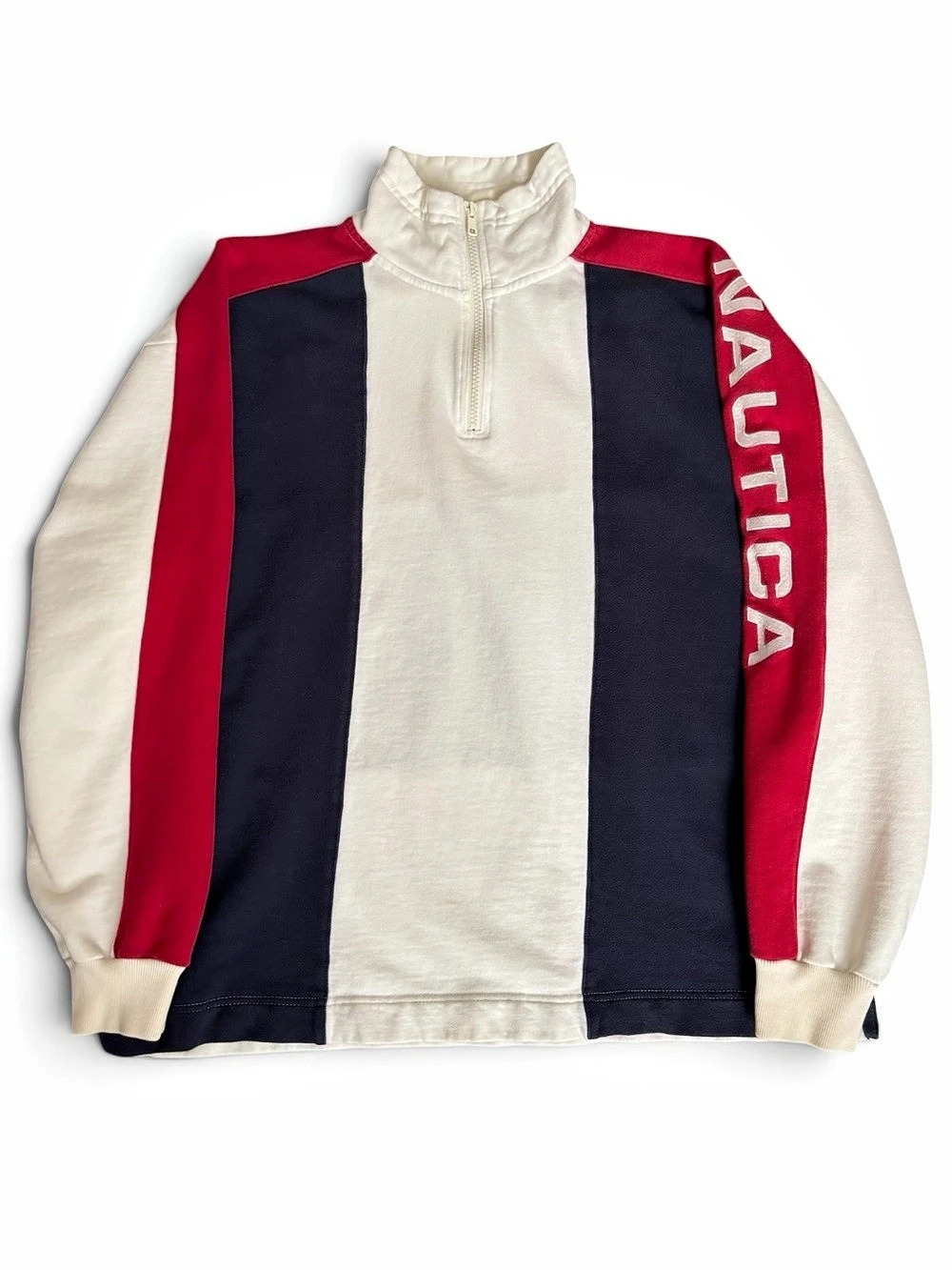 Vintage 90s Nautica Colorblock Quarter-Zip Pullover Size Medium